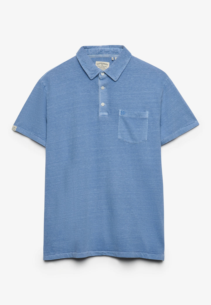 Superdry  Classic Cotton Linen Polo Shirt Vibrant Blue