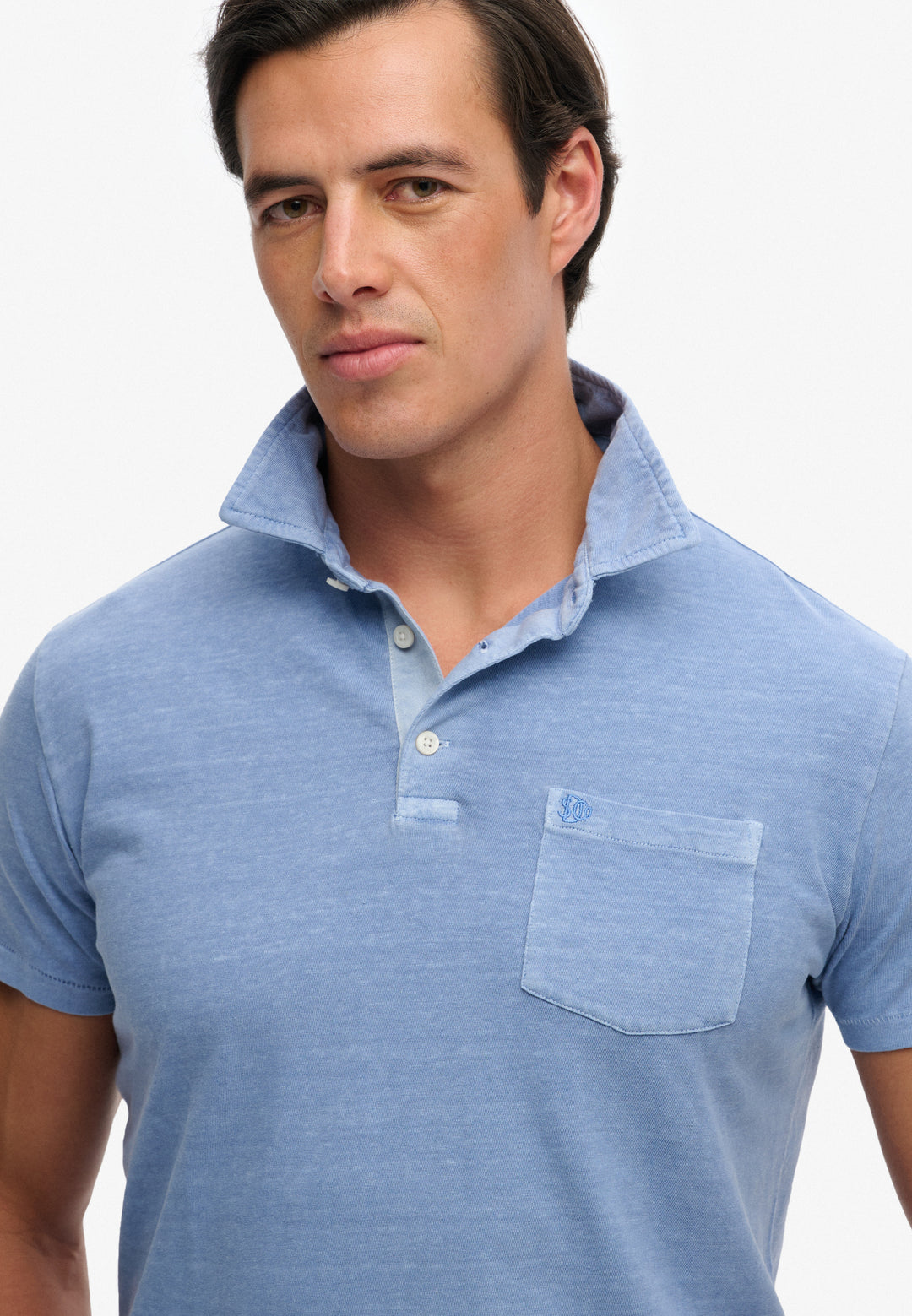 Superdry  Classic Cotton Linen Polo Shirt Vibrant Blue