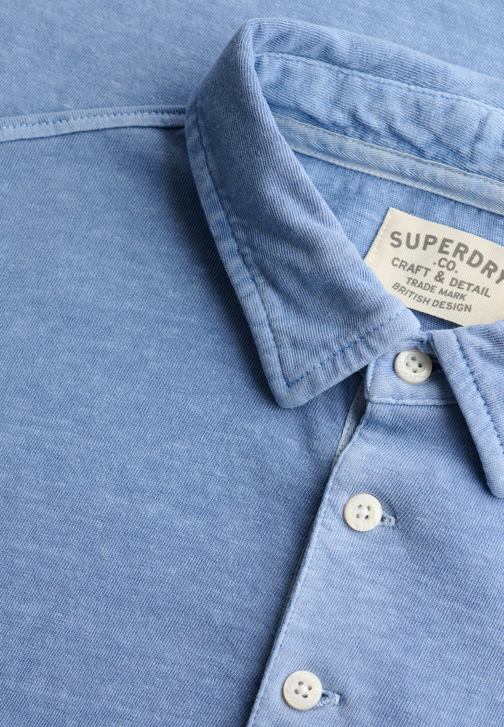 Superdry  Classic Cotton Linen Polo Shirt Vibrant Blue