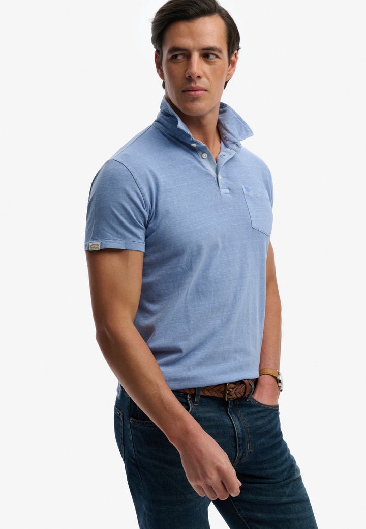 Superdry  Classic Cotton Linen Polo Shirt Vibrant Blue