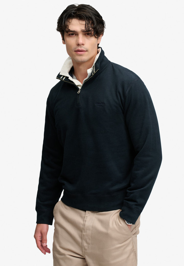 Superdry Essential Serif Logo Half Zip Sweatshirt Dark Navy
