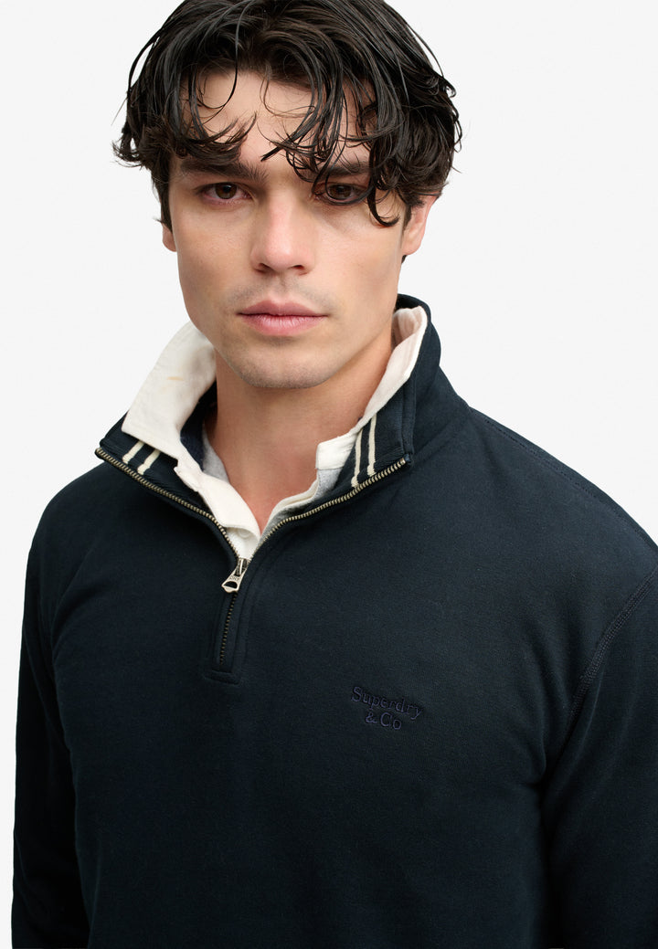 Superdry Essential Serif Logo Half Zip Sweatshirt Dark Navy
