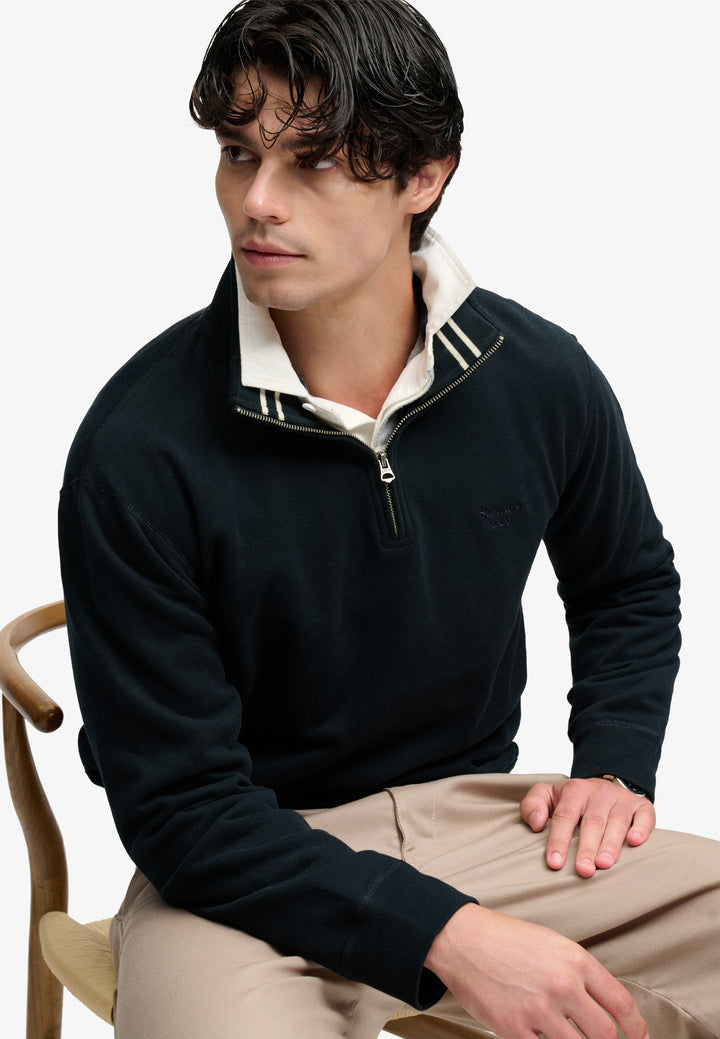 Superdry Essential Serif Logo Half Zip Sweatshirt Dark Navy