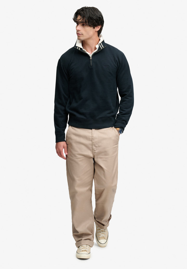 Superdry Essential Serif Logo Half Zip Sweatshirt Dark Navy