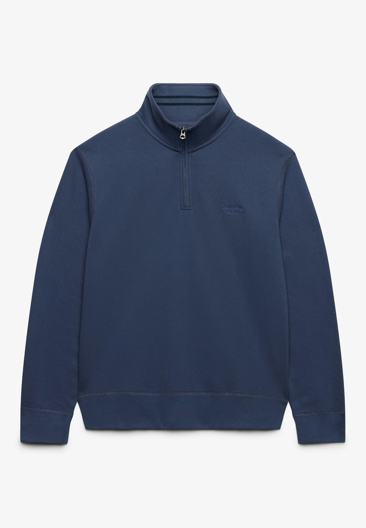 Superdry Essential Serif Logo Half Zip Sweatshirt Soft Navy