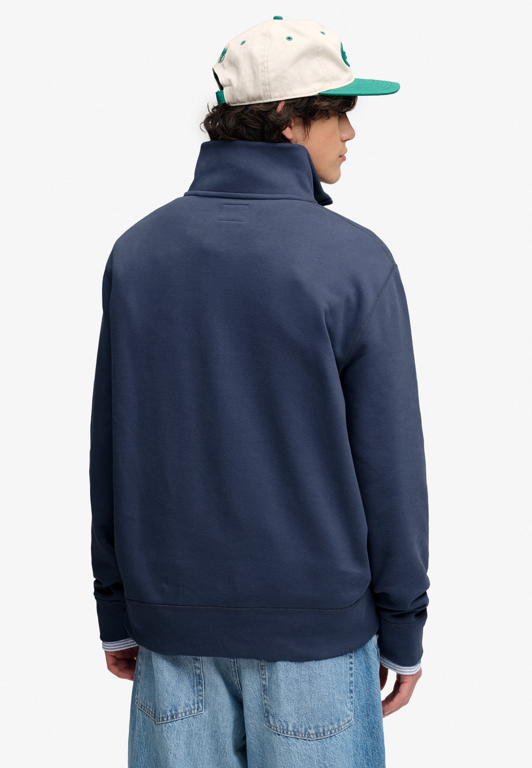 Superdry Essential Serif Logo Half Zip Sweatshirt Soft Navy