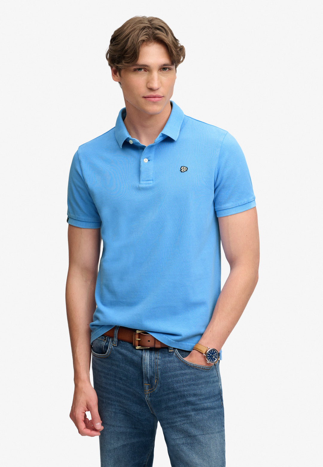 Superdry Vintage Destroy Polo Shirt Deep Blue Wave