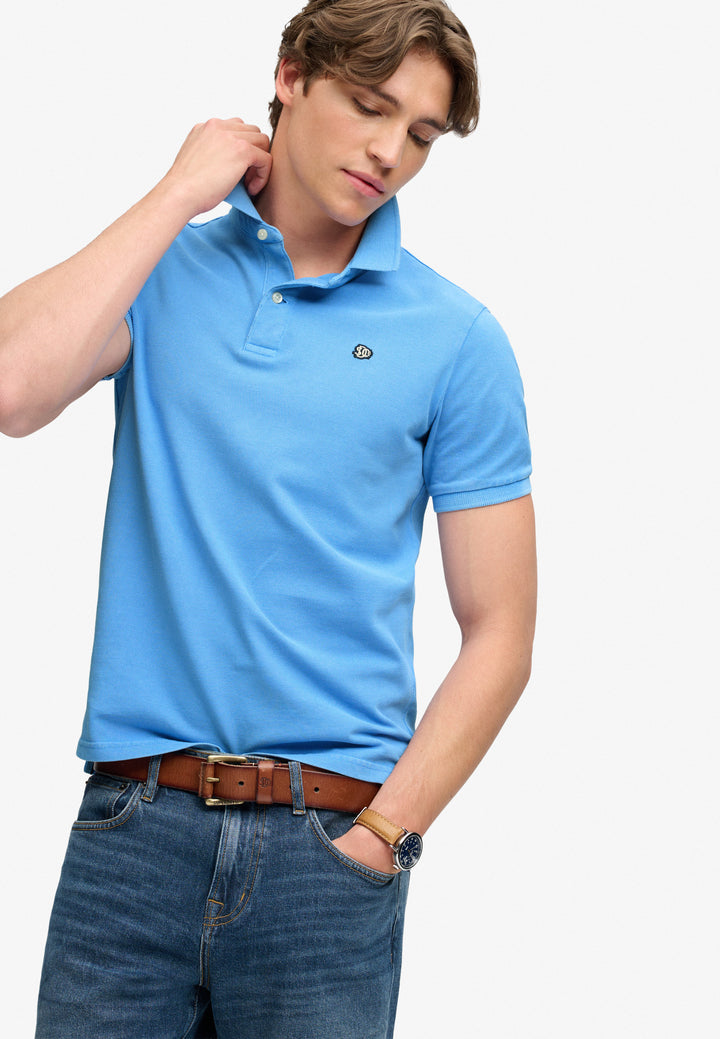 Superdry Vintage Destroy Polo Shirt Deep Blue Wave