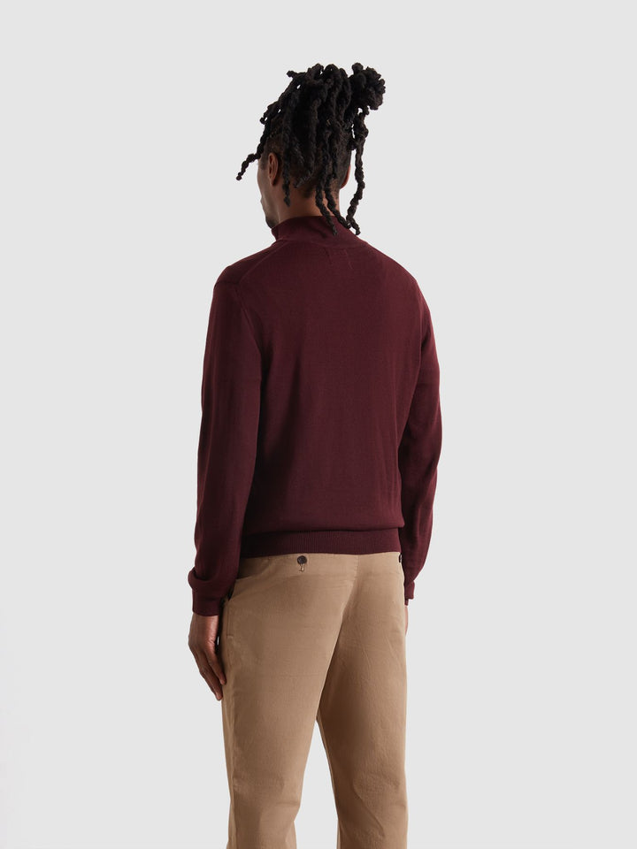 Farah Merino Wool 1/4 Zip Bordeaux
