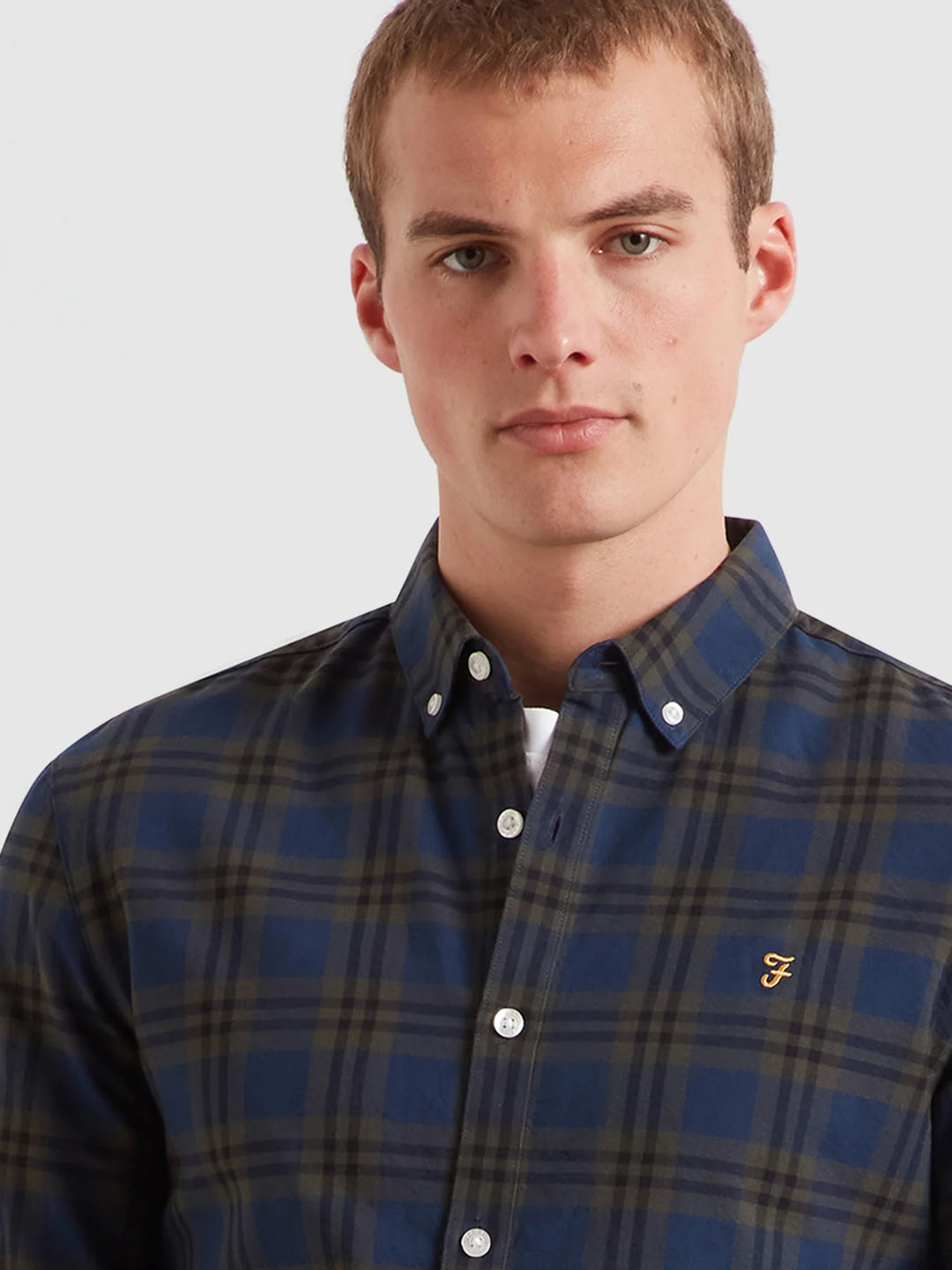 Farah Brewer Check Oxford Shirt Evergreen