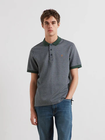 Farah Whitston Jacquard Polo Shirt Poplar Green