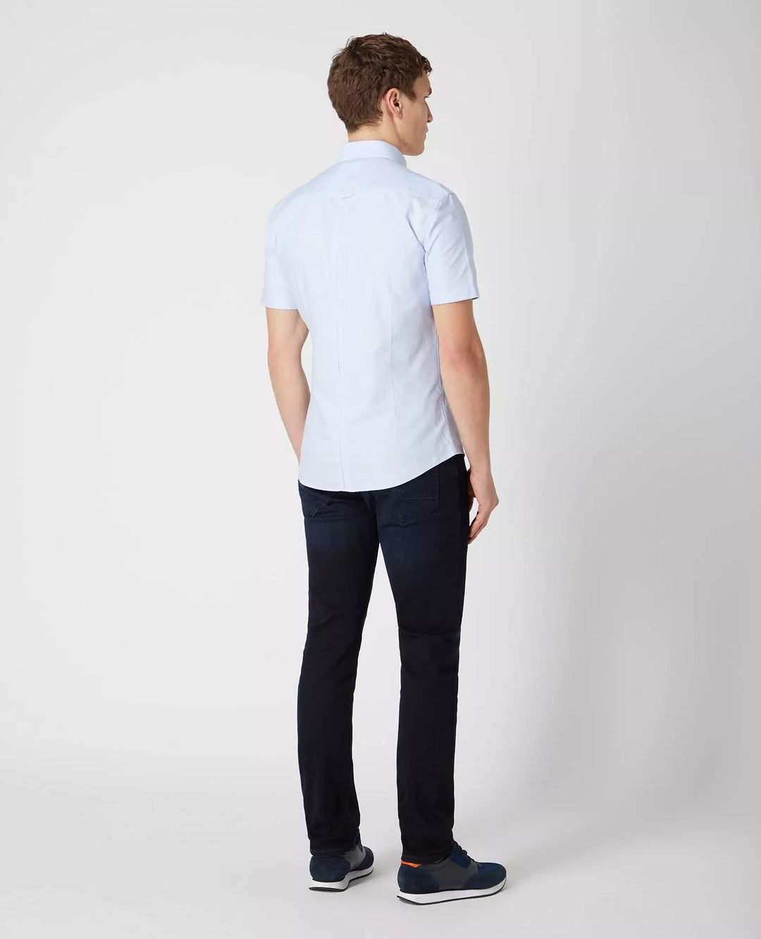 Remus Uomo Slim Fit Short Sleeve Oxford Shirt Sky Blue image 2