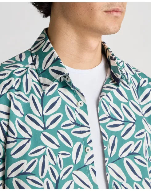Remus Uomo Green Slim Short Sleeve Casual Shirt image 3