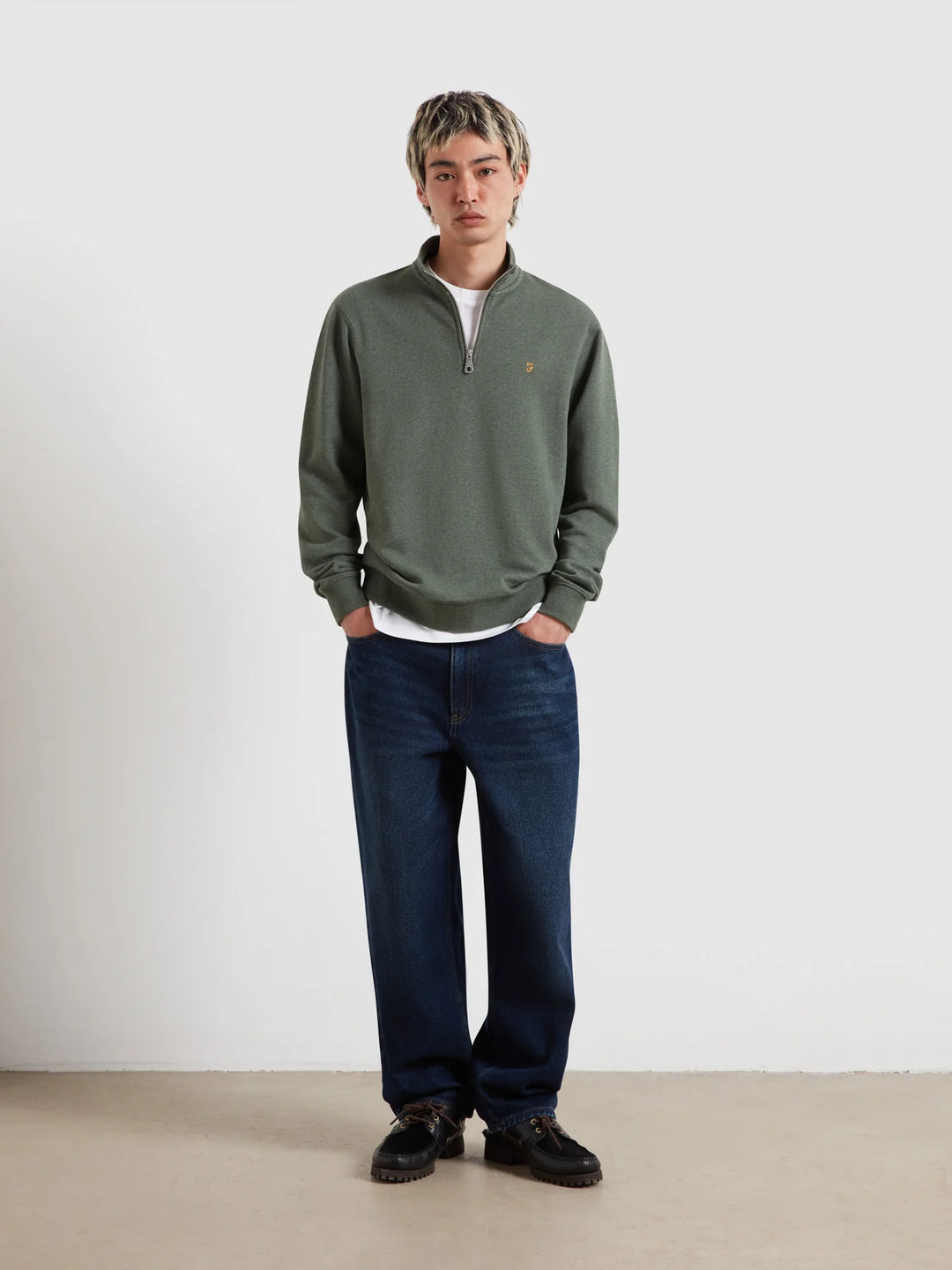Farah Arnold 1/4 Zip Rosemary Marl