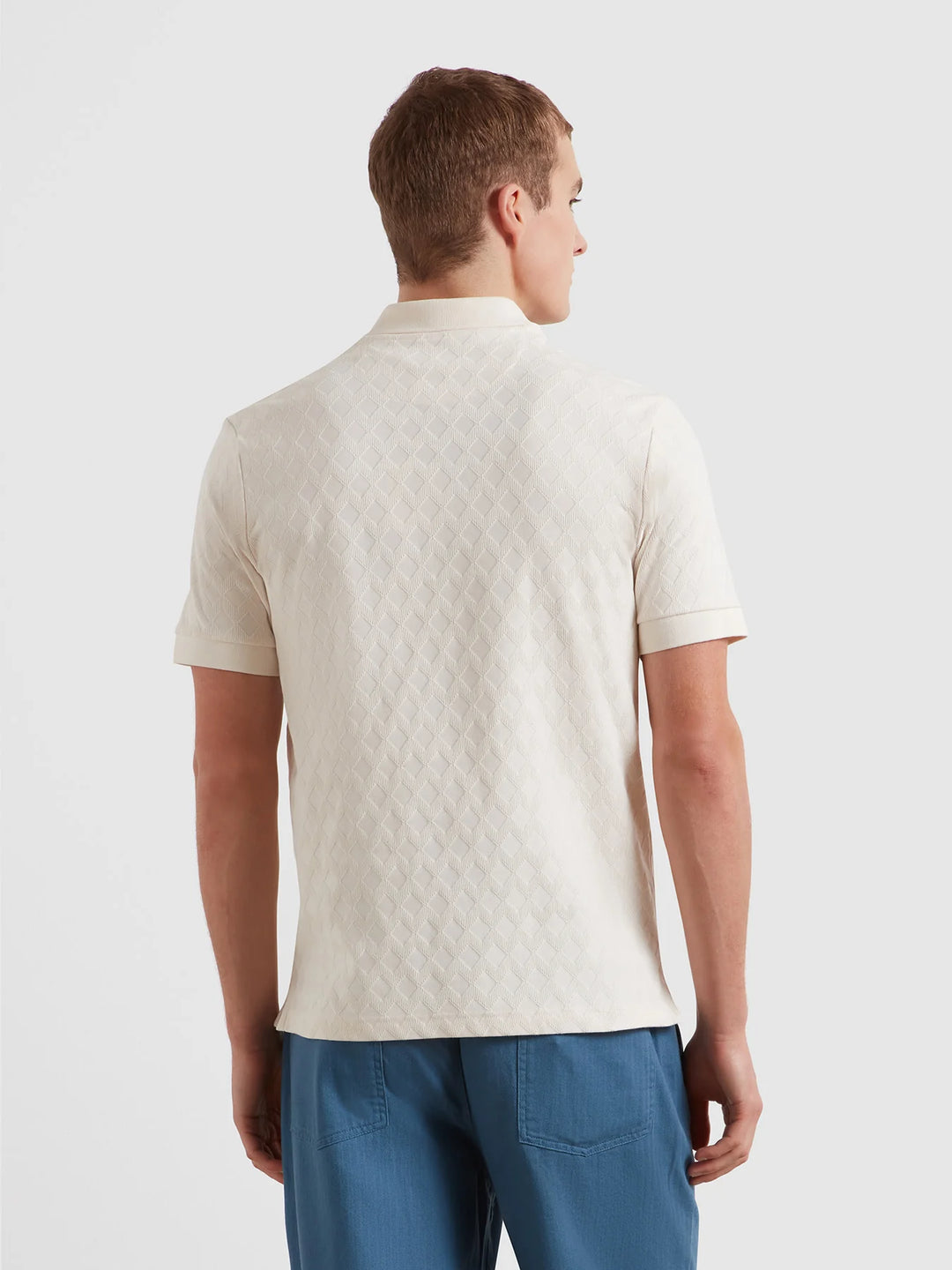 Farah Horace Jacquard Polo Shirt In Ecru