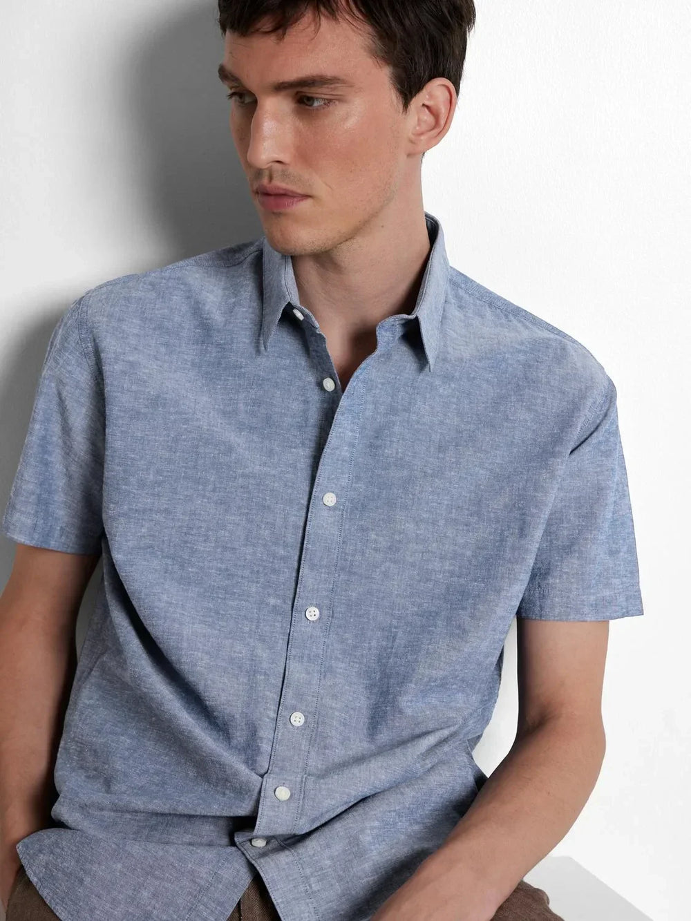 Selected Homme Linen Short Sleeve Shirt Blue image 1