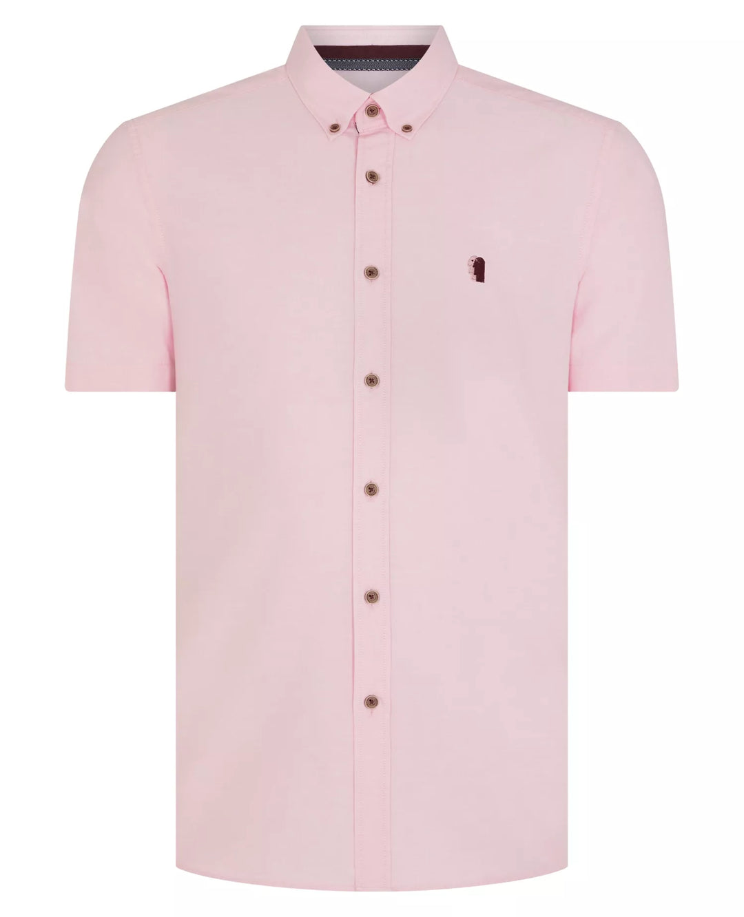 Remus Uomo Slim Fit Short Sleeve Oxford Shirt Pink image 2