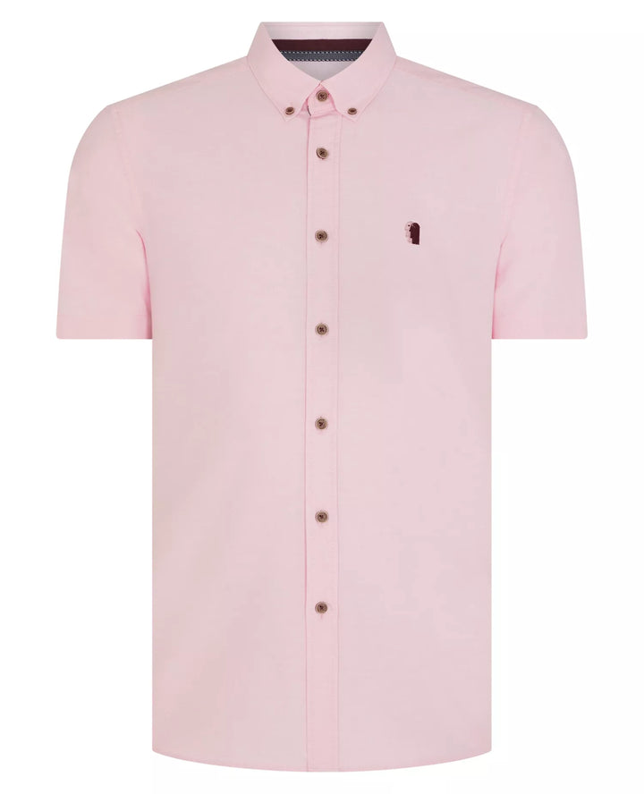 Remus Uomo Slim Fit Short Sleeve Oxford Shirt Pink image 2