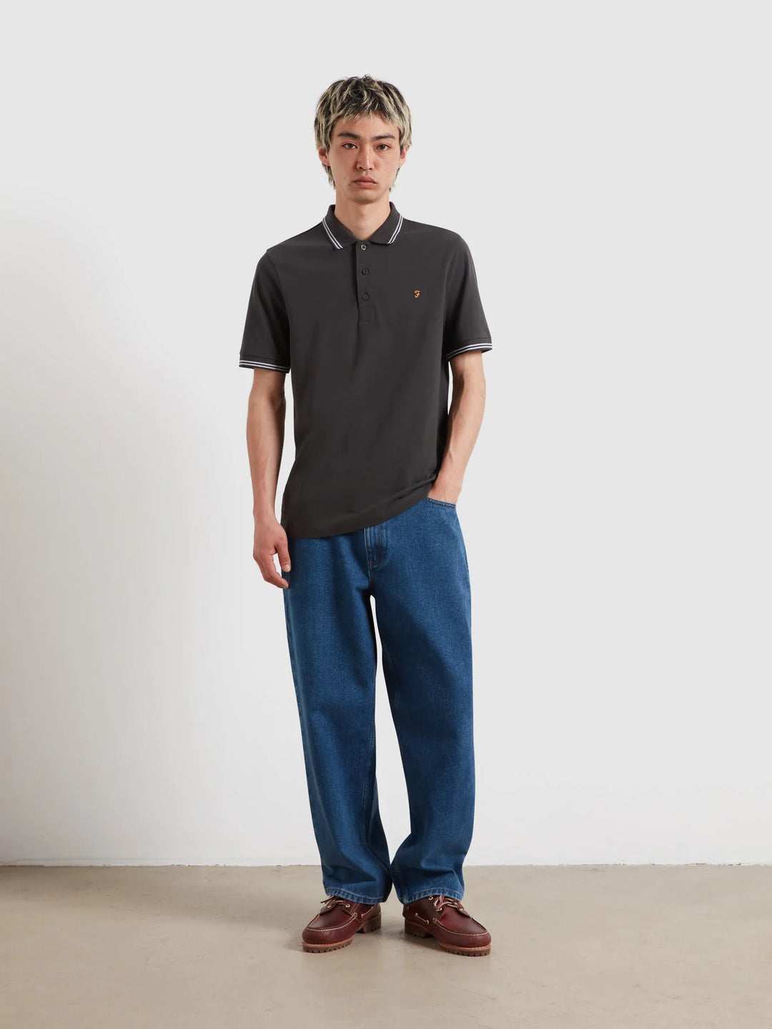 Farah Bowes Polo Shirt Washed Black