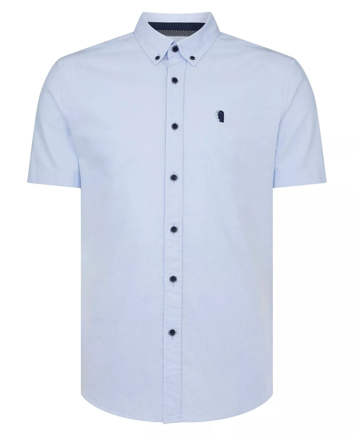 Remus Uomo Slim Fit Short Sleeve Oxford Shirt Sky Blue image 4