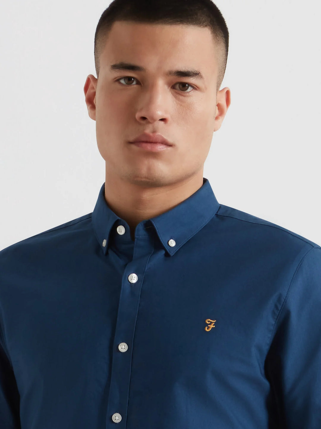 Farah Brewer Slim Fit Organic Cotton Oxford Shirt In Blue