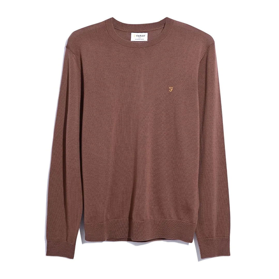 Farah Mullen Crew Neck Sweater Teak