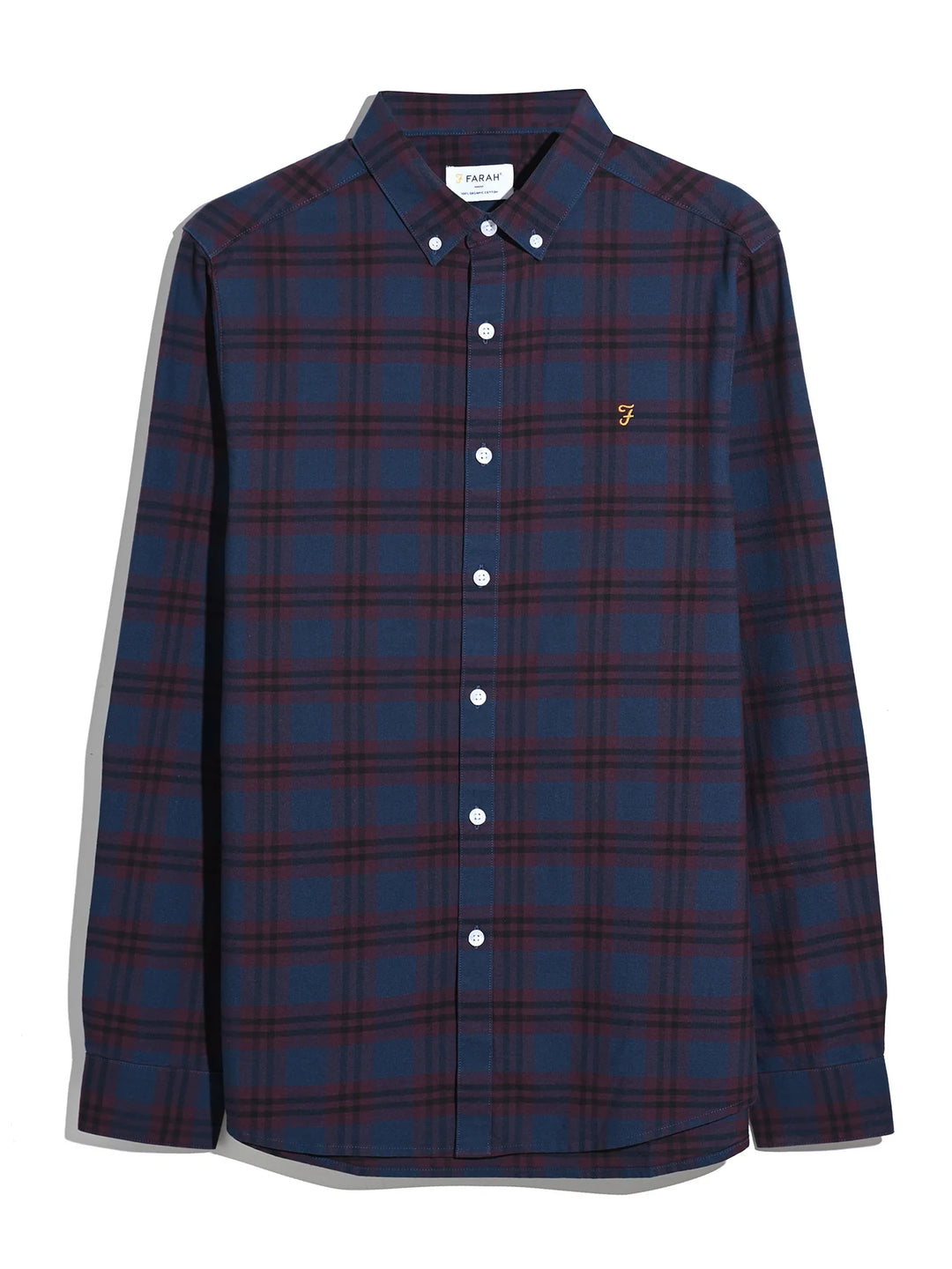 Farah Brewer Check Oxford Shirt Bordeaux