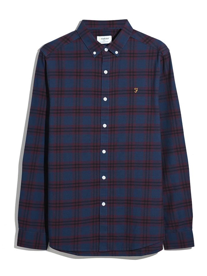 Farah Brewer Check Oxford Shirt Bordeaux