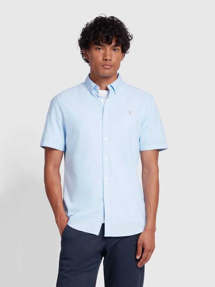 Farah Brewer Short Sleeve Oxford Shirt Sky Blue