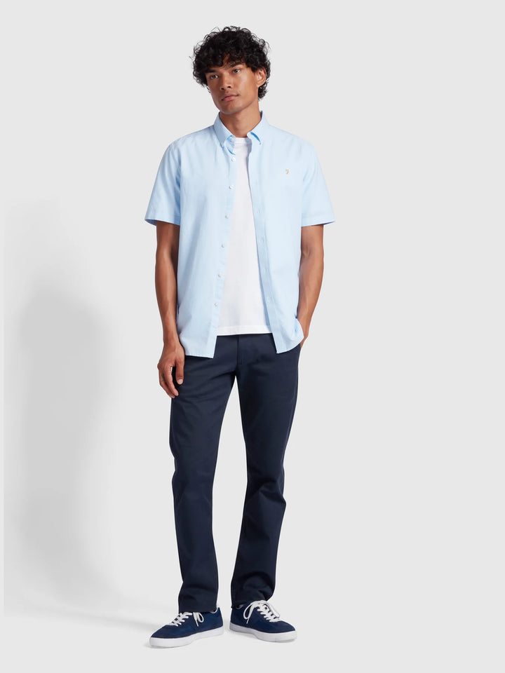 Farah Brewer Short Sleeve Oxford Shirt Sky Blue