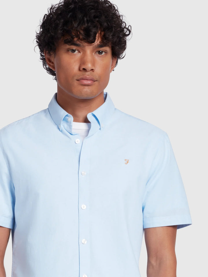 Farah Brewer Short Sleeve Oxford Shirt Sky Blue