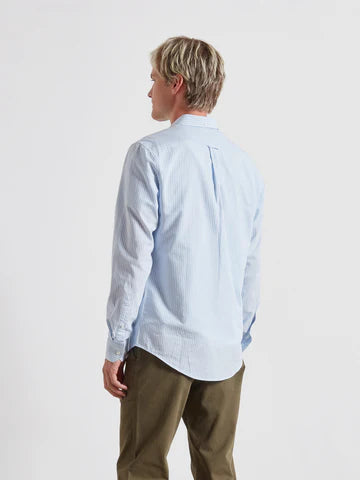 Farah Brewer Striped Oxford Shirt Sky Blue