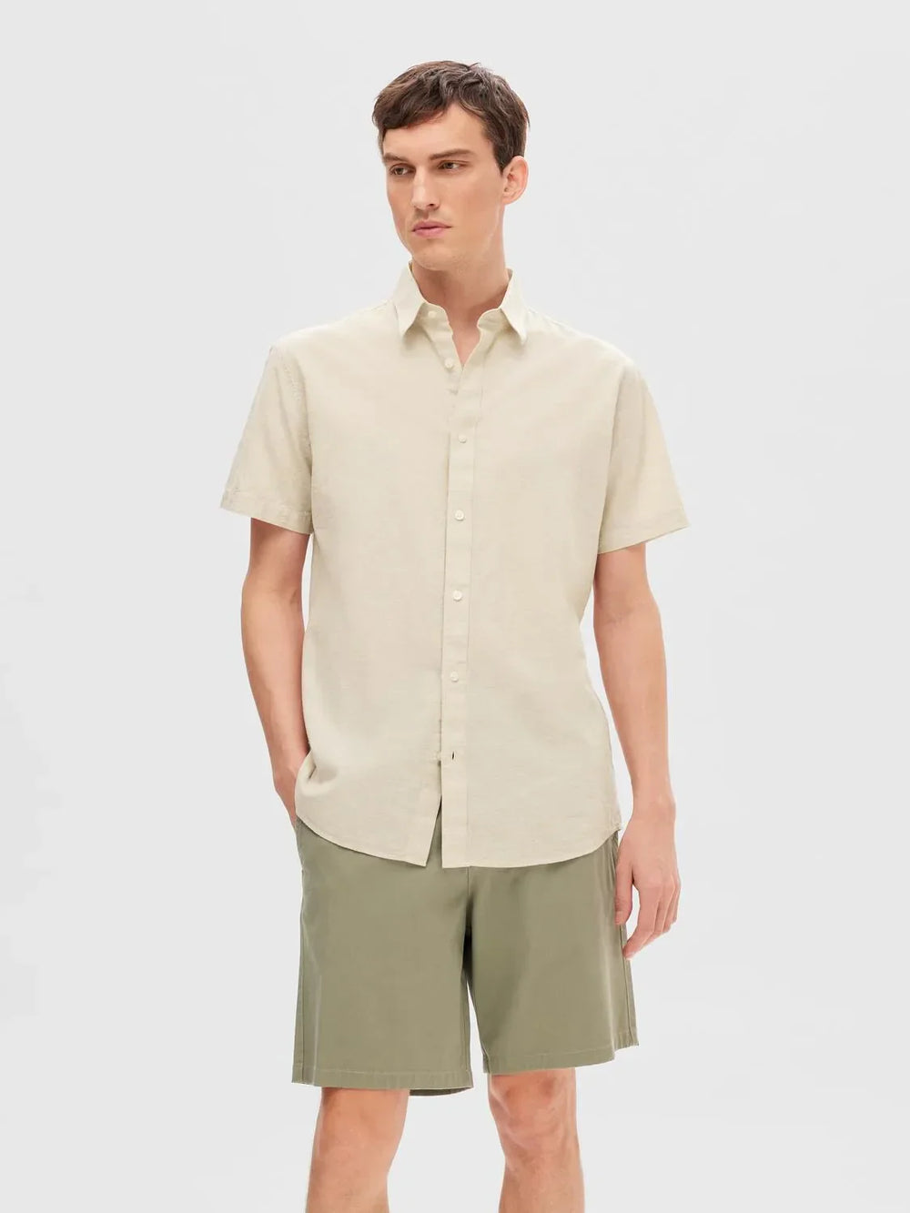 Selected Homme Linen Short Sleeve Shirt Cashmere image 1