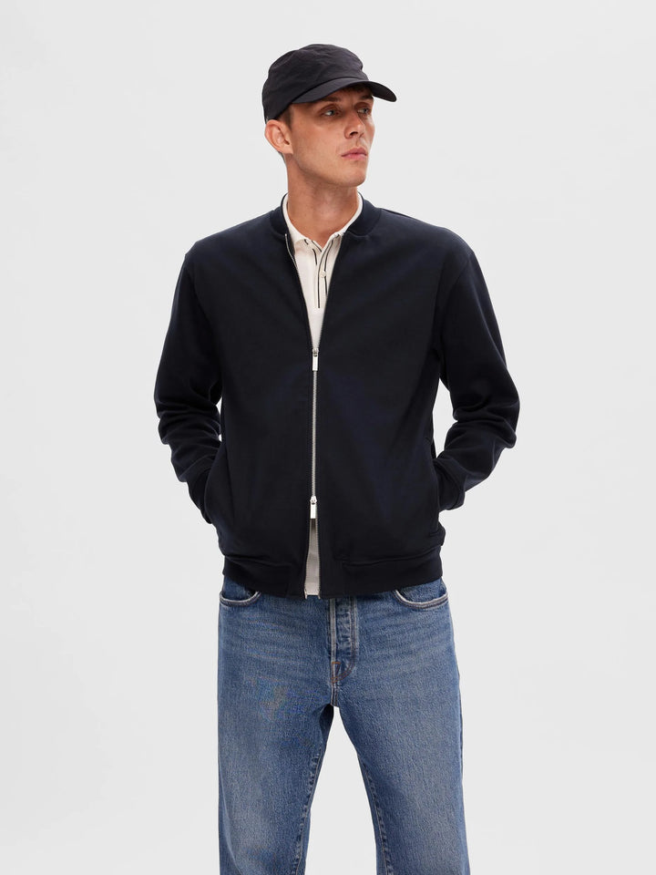 Selected Homme Bomber Sweat Jacket Navy image 3