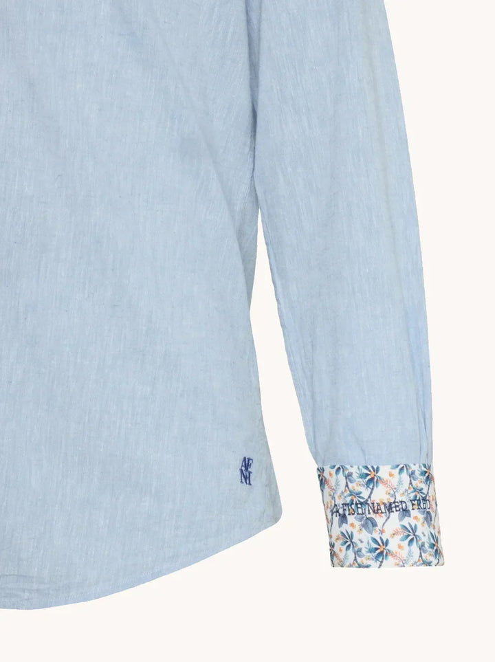 A Fish Named Fred Linen Shirt Light Blue image 2