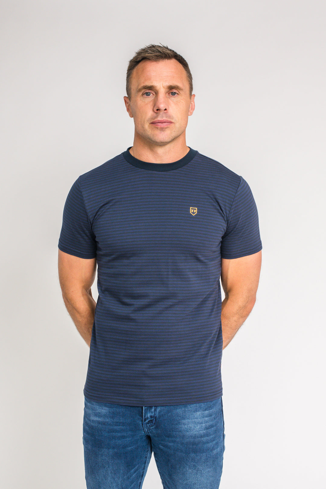 XV King's By Tommy Bowe Jaguars T-Shirt Cobalt Stripe