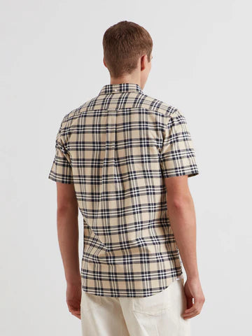 Farah Brewer Check Short Sleeve Shirt Birch Grey