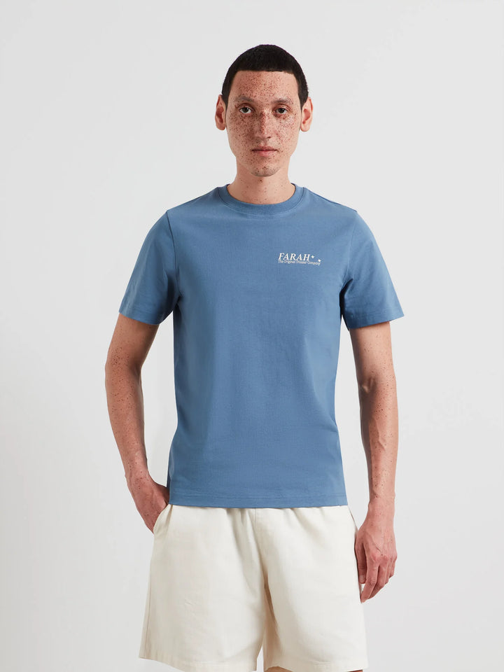 Farah Morween Graphic T-Shirt In Blue Tide