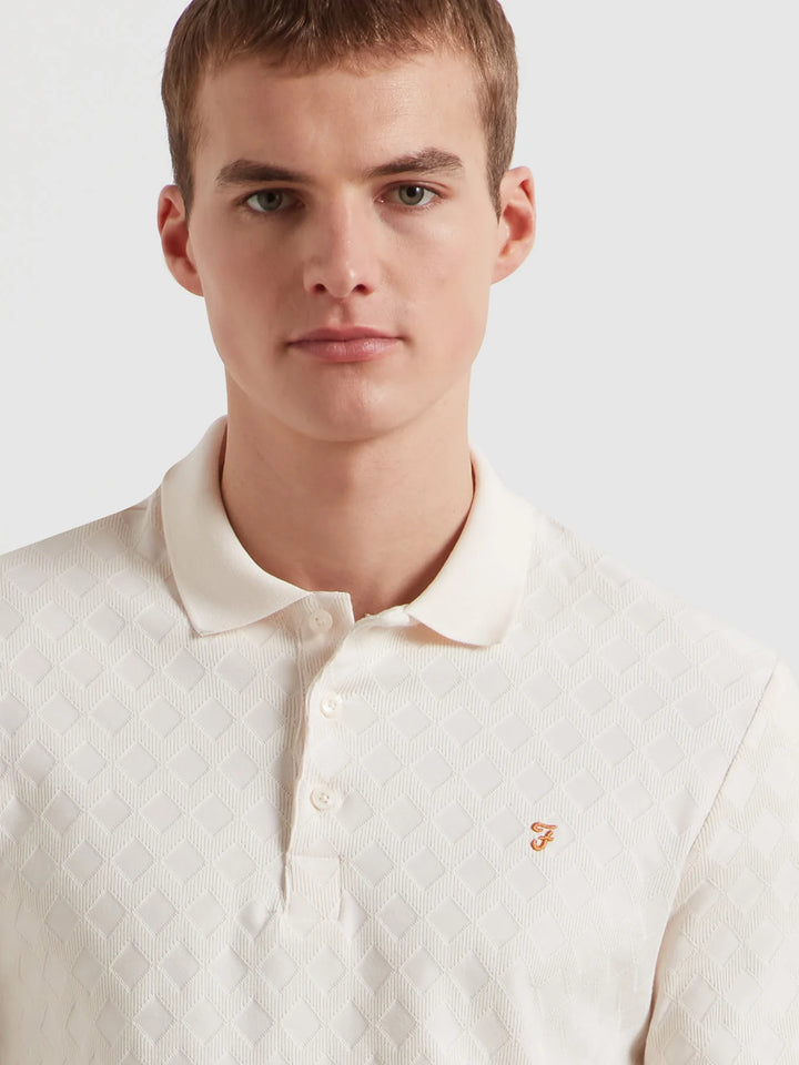 Farah Horace Jacquard Polo Shirt In Ecru