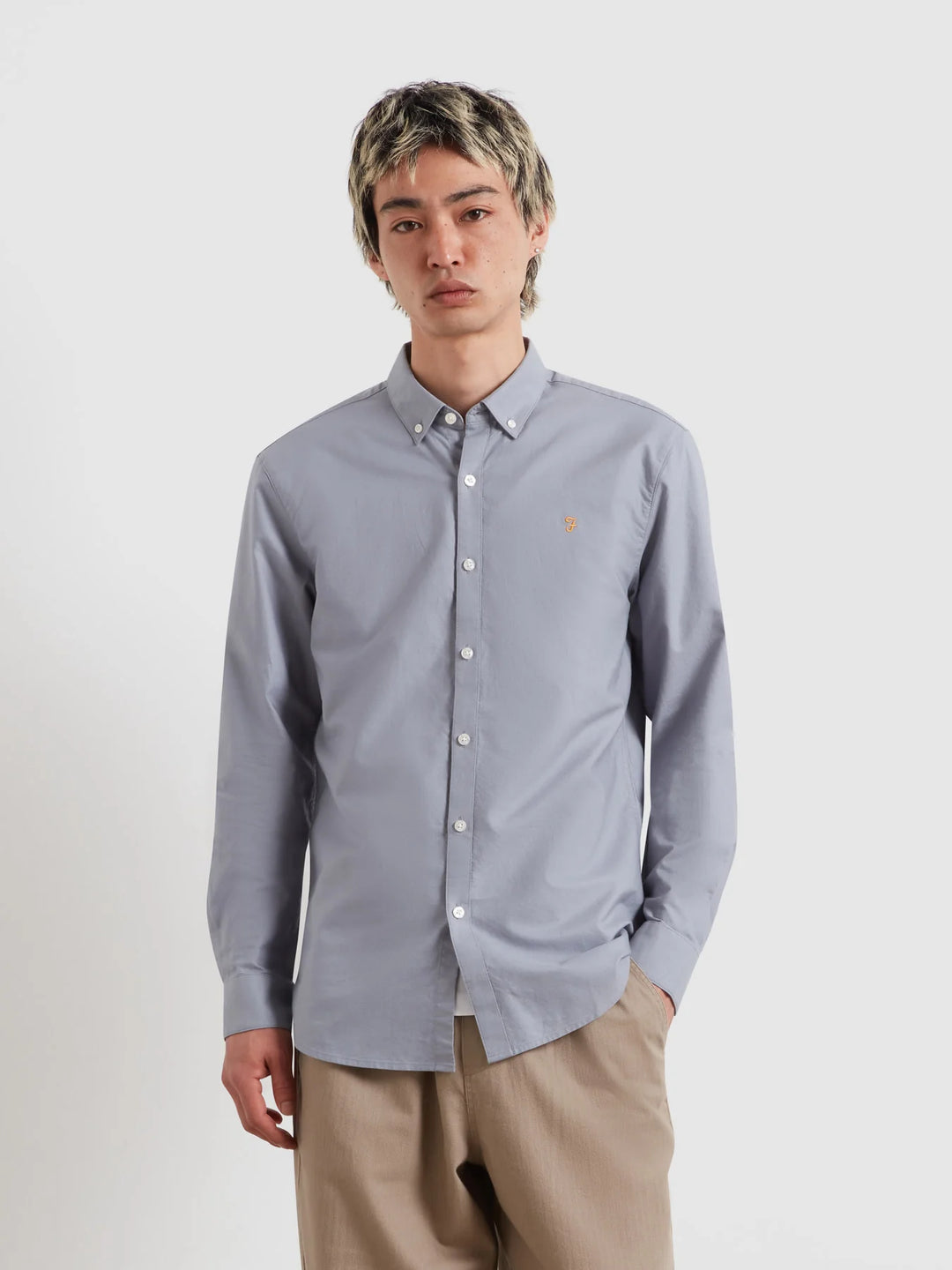 Farah Brewer Oxford Shirt Icelandic Blue