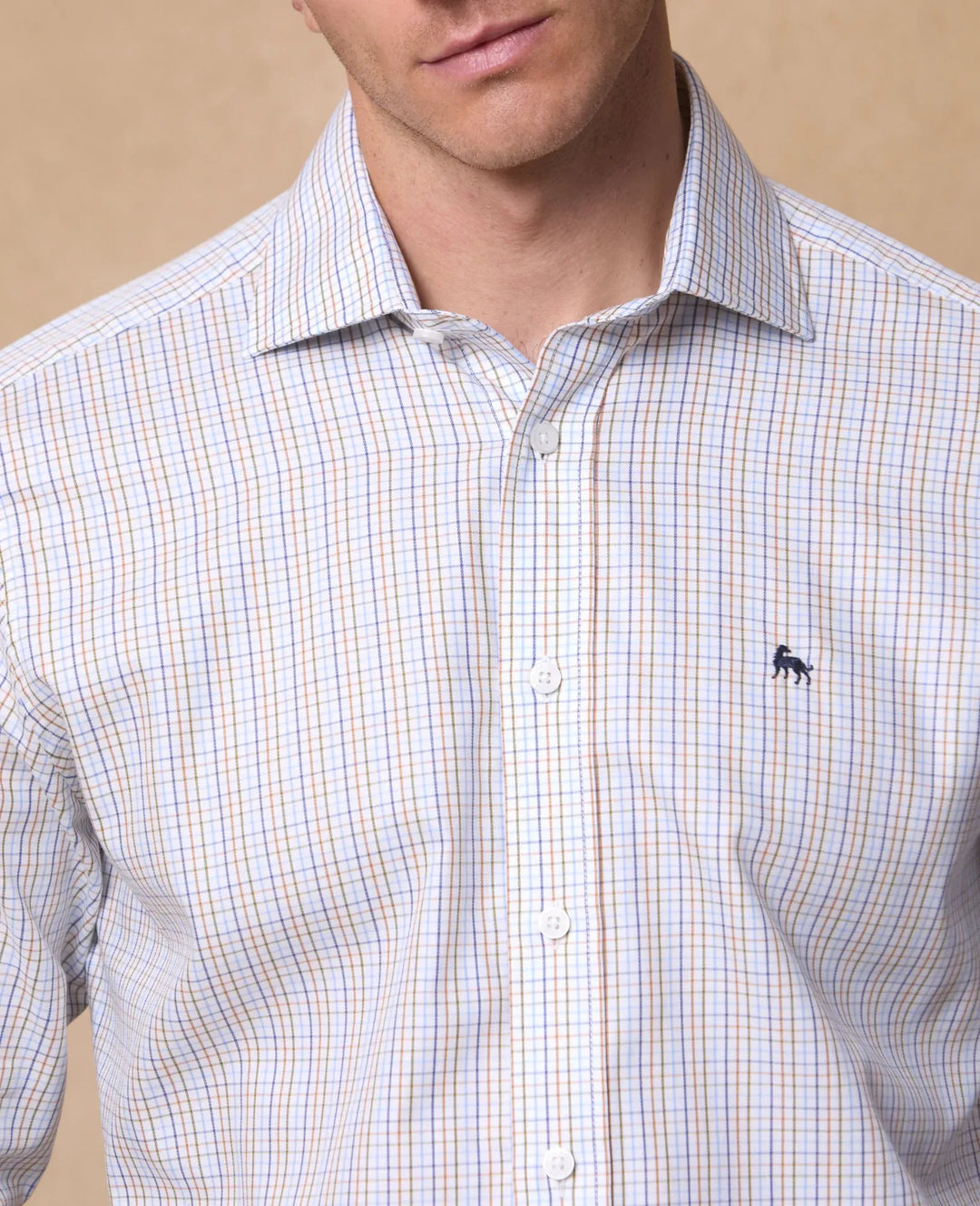 Magee Nephin Cotton Shirt Blue Tattersalls