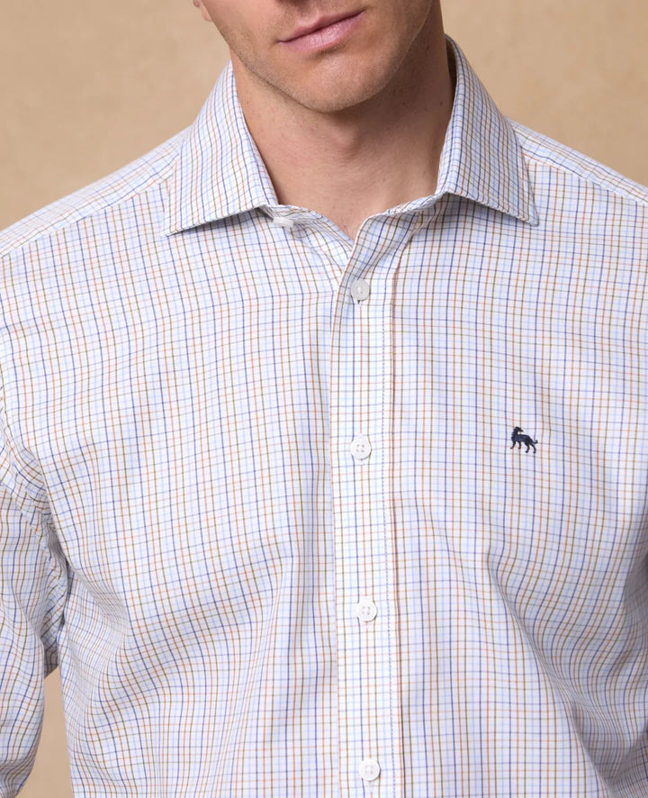 Magee Nephin Cotton Shirt Blue Tattersalls