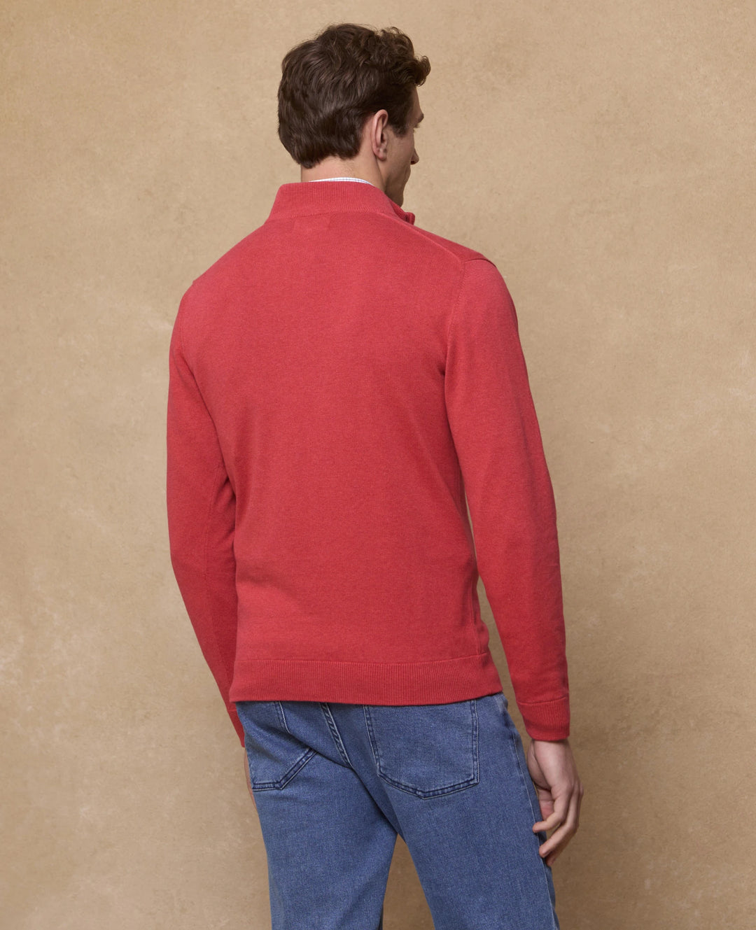 Magee Sean Cotton 1/4 Zip Raspberry