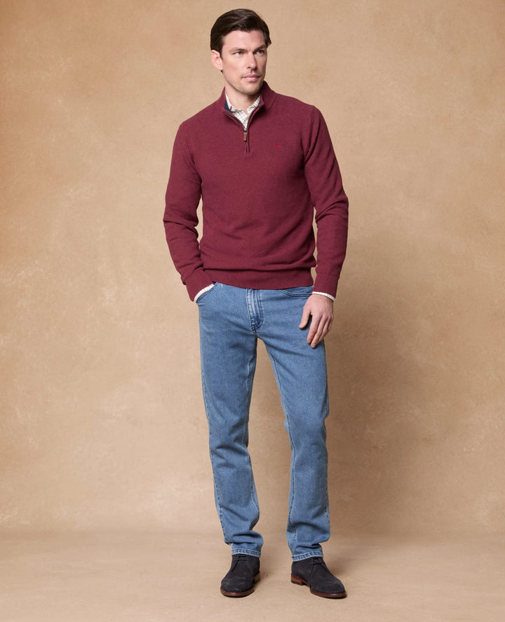 Magee Liam Cotton 1/4 Zip Jumper Burgundy