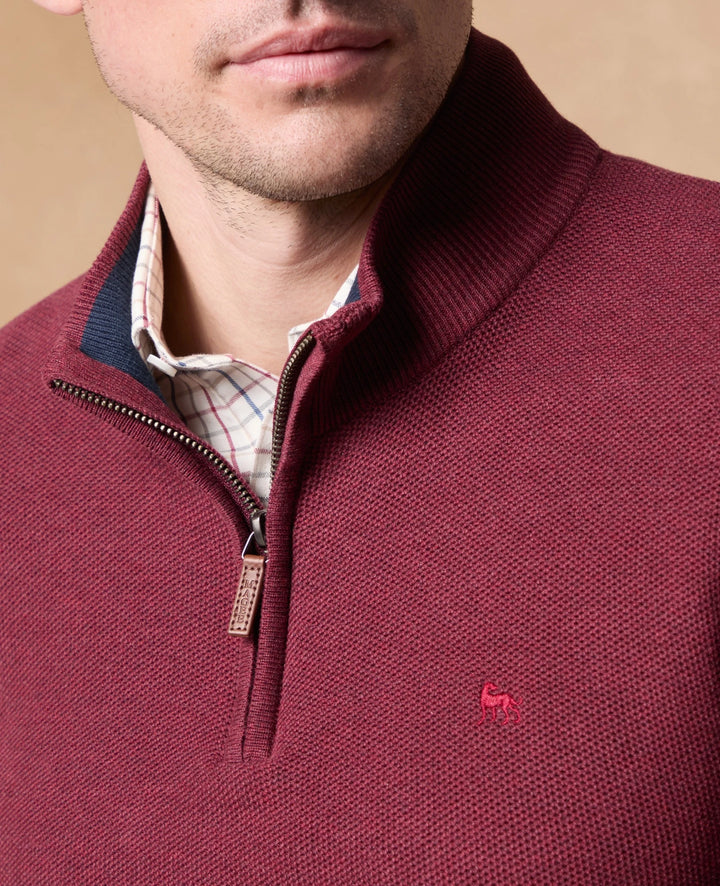 Magee Liam Cotton 1/4 Zip Jumper Burgundy