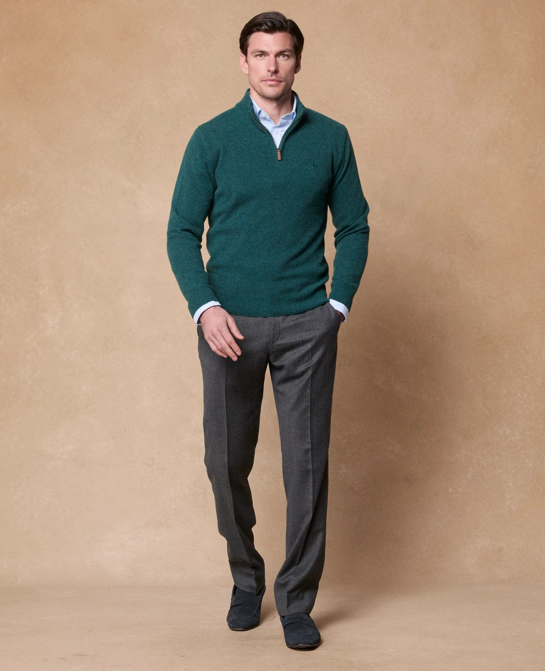 Magee Freddie 1/4 Zip Jumper Dark Cedar Green