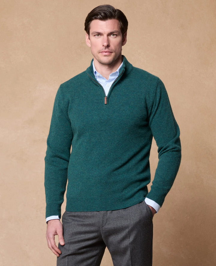 Magee Freddie 1/4 Zip Jumper Dark Cedar Green