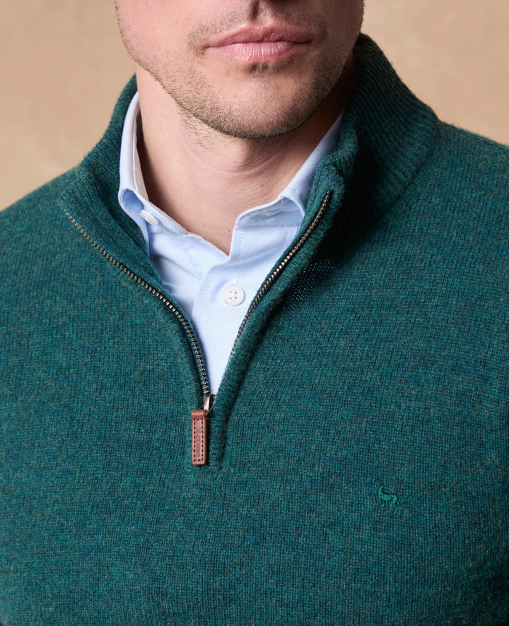 Magee Freddie 1/4 Zip Jumper Dark Cedar Green