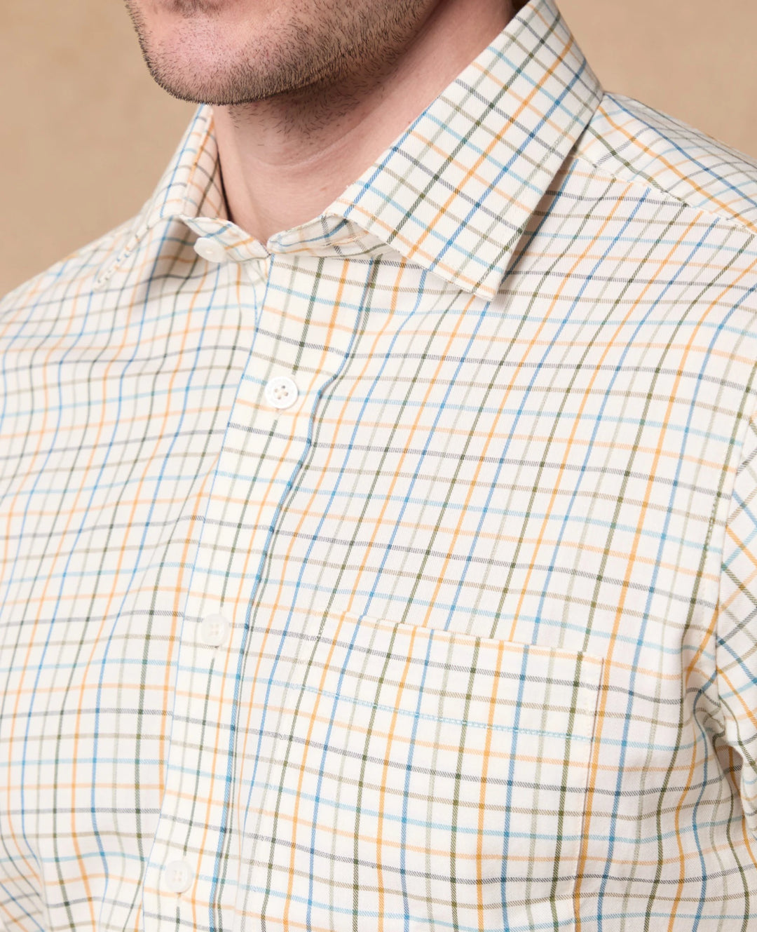 Magee Caher Classic Fit Shirt Brown & Blue