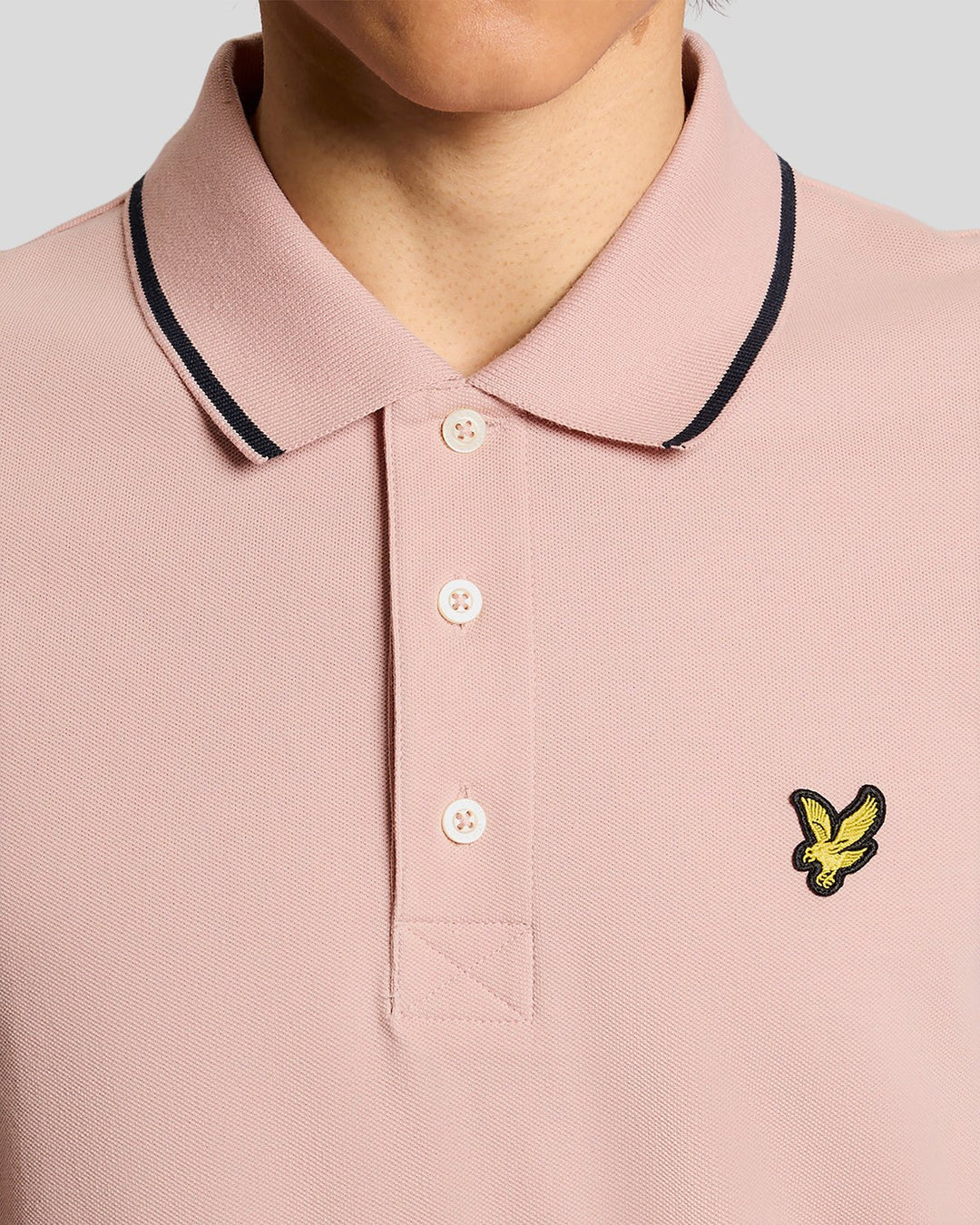 Lyle & Scott Cotton Tipped Polo Shirt Pink Grapefruit/ Dark Navy